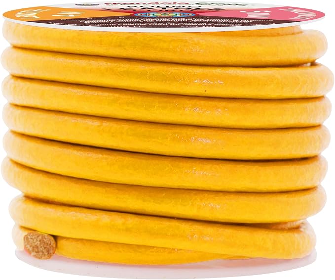Mandala Crafts Round Genuine Mustard Yellow Leather Cord - Image 2
