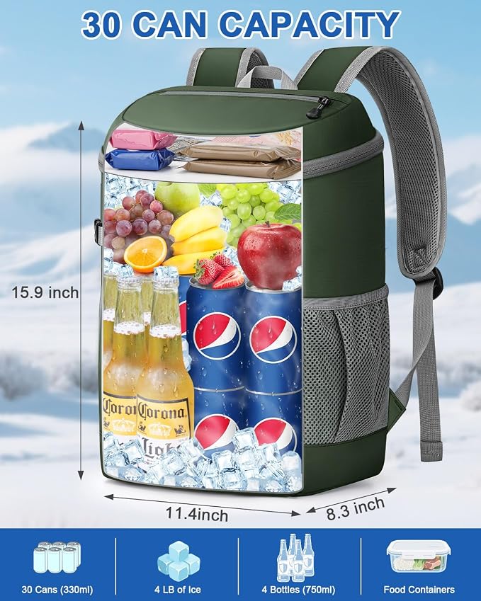 Pritent Cooler Backpack for Men Women Insulated Waterproof Backpack Cooler Leak - Image 5