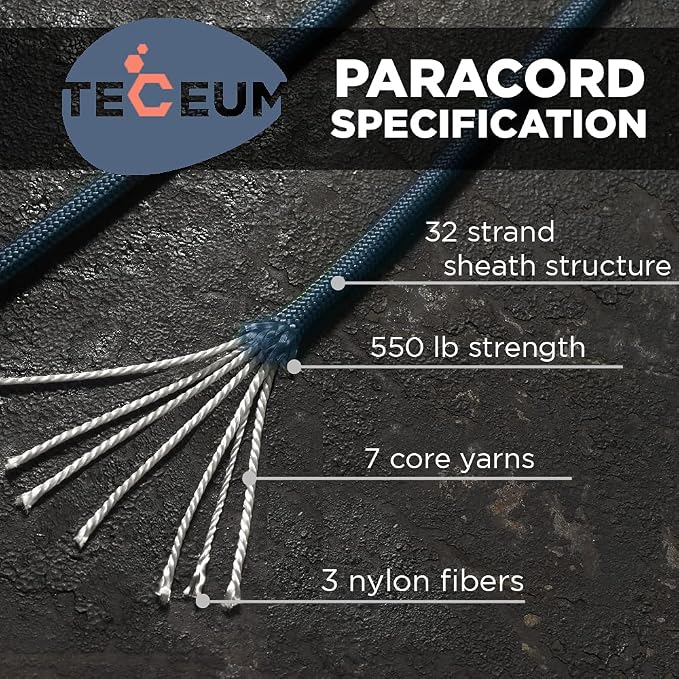 TECEUM 5/32" Paracord Rope 1000 – 1000ft / 200ft / 100ft / 50ft – Tactical - Image 2