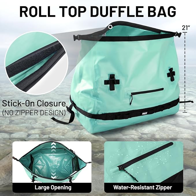 MIER Waterproof Duffel Bag Motorcycle Dry Bag Backpack Large Roll-Top Heavy - Image 4