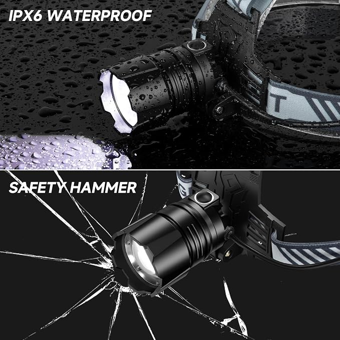 NiaoChao Headlamp Rechargeable, 99000 LM Super Bright LED Head Lamp - Image 8