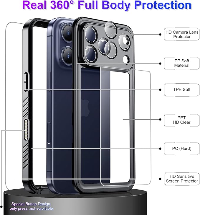Temdan Compatible with iPhone 17 Pro Case, Waterproof Built-in Screen & Camera - Image 4