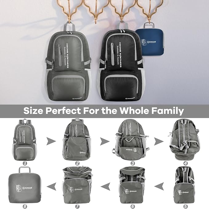 ZOMAKE Lightweight Packable Backpack - 35L Light Foldable Hiking Backpacks - Image 6