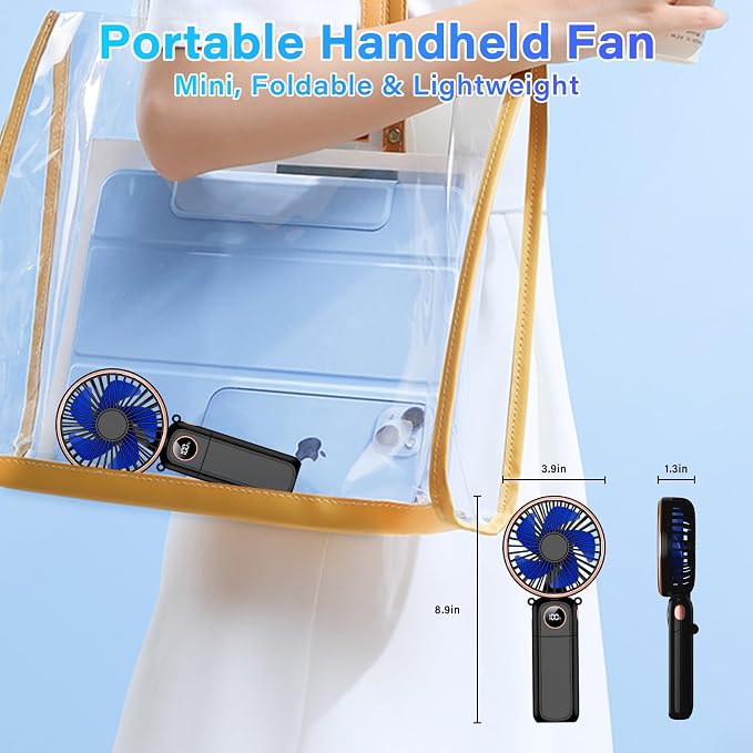 Portable Handheld Fan 5200mAh, USB Rechargeable Foldable Electric Personal - Image 5