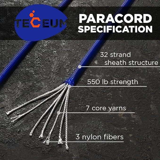 TECEUM Reflective Paracord Rope 1000 – 1000ft/200ft/100ft/50ft – 40+ Colors – - Image 2