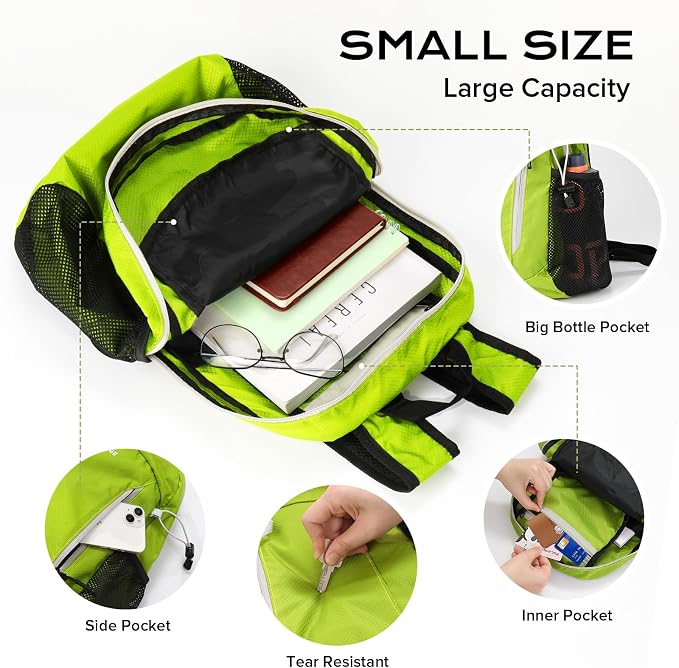 VPBAGE 15L Water-resistant Hiking Daypack, Small Backpack Travel Outdoor - Image 3