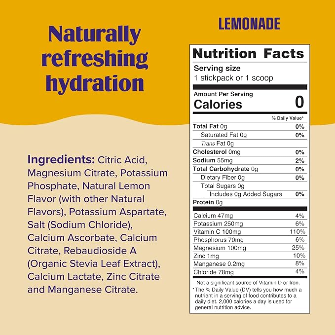 Ultima Replenisher Daily Electrolyte Powder – Lemonade, 20 Stickpacks – Zero - Image 3