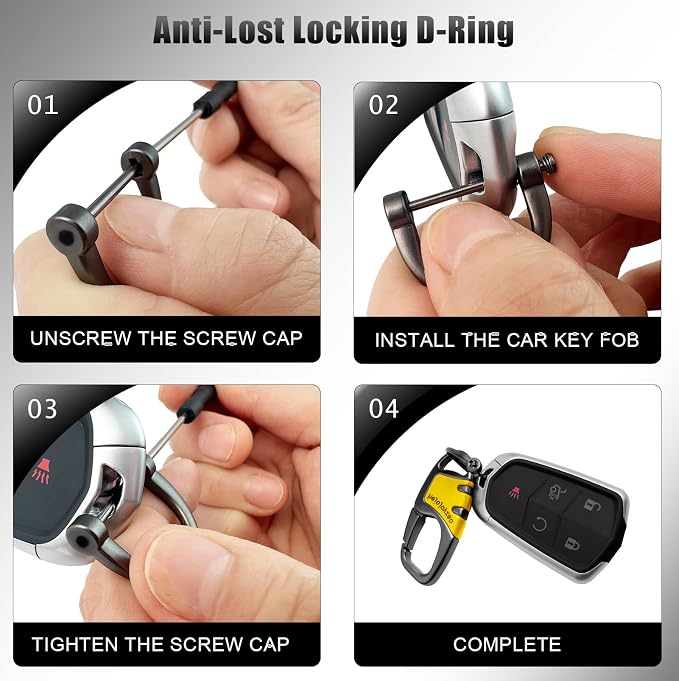 Keychain with Carabiner Clip, 4 Heavy Duty Key Rings and D Ring - Image 9
