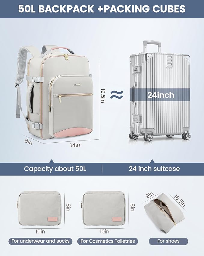 LOVEVOOK Travel Backpack for Women & Men 50L, Airline Approved Carry On - Image 5