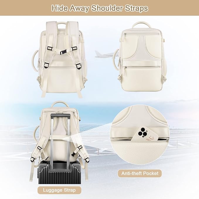 Sinaliy Travel Backpack for Women, Expandable 40L Carry on Flight Approved - Image 4