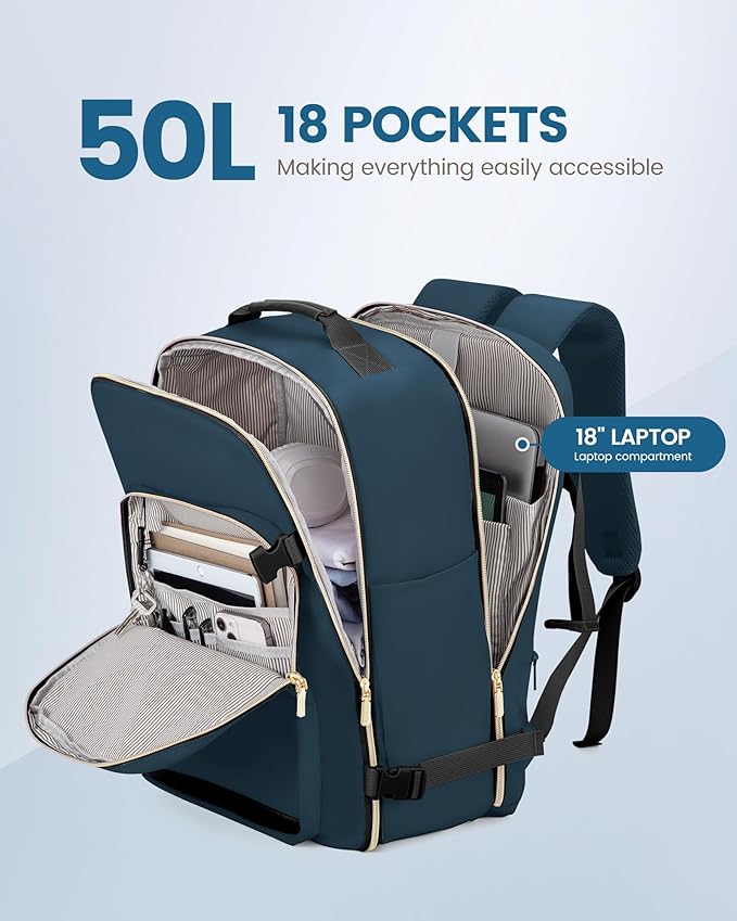 LOVEVOOK Travel Backpack for Women & Men 50L, Airline Approved Carry On - Image 3