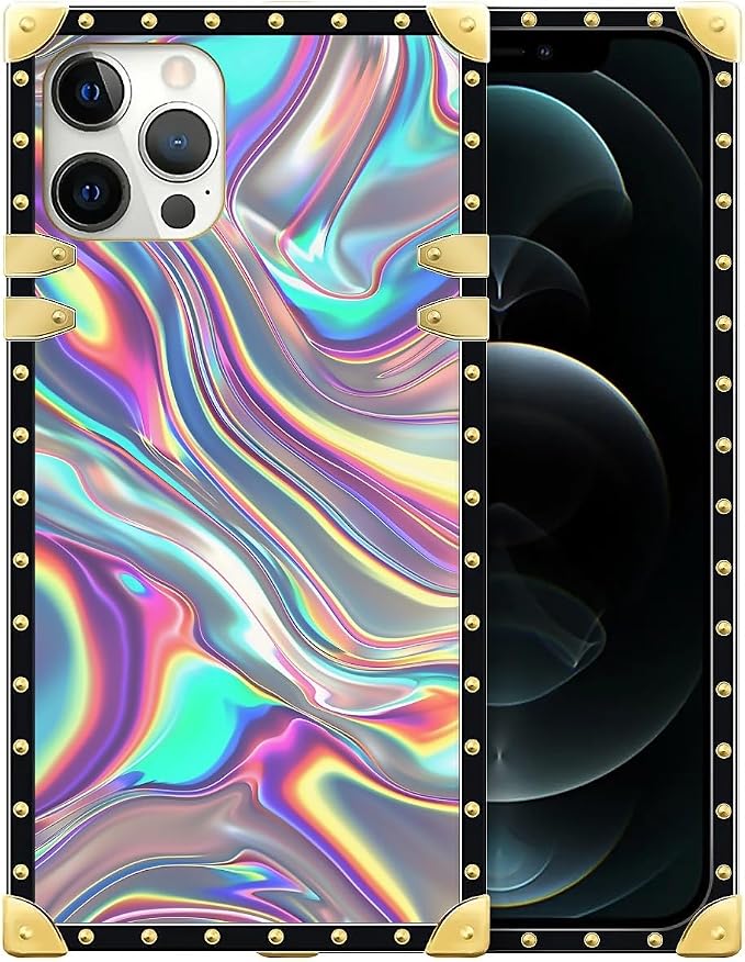 Compatible with iPhone 12 Case, Holographic Abstract Iridescent Textures Luxury by Unknown