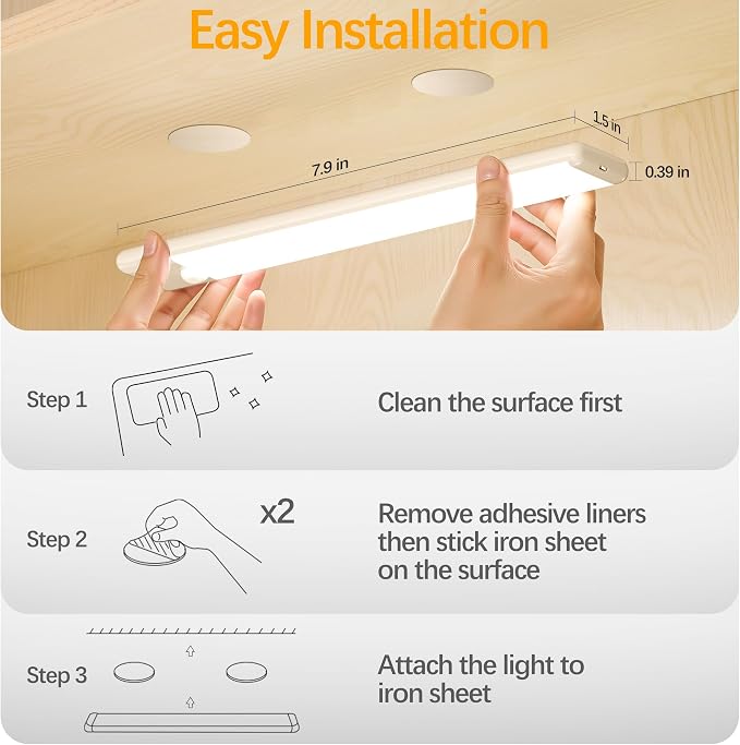 Motion Sensor Under Cabinet Lights, Magnetic Rechargeable Under Counter Closet - Image 4