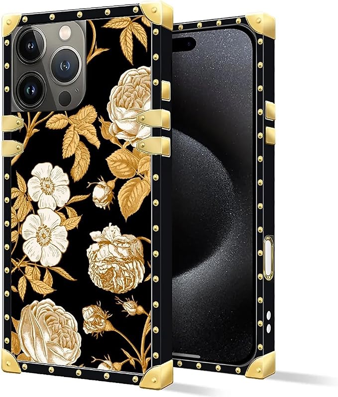 Compatible with iPhone 16 Pro Max Case, Blooming Rose Golden Flower Luxury - Image 2