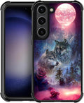 for Samsung Galaxy S23 Case, Star Two Wolfs Howling Pattern Graphic Design Girl by FKBRCL4U