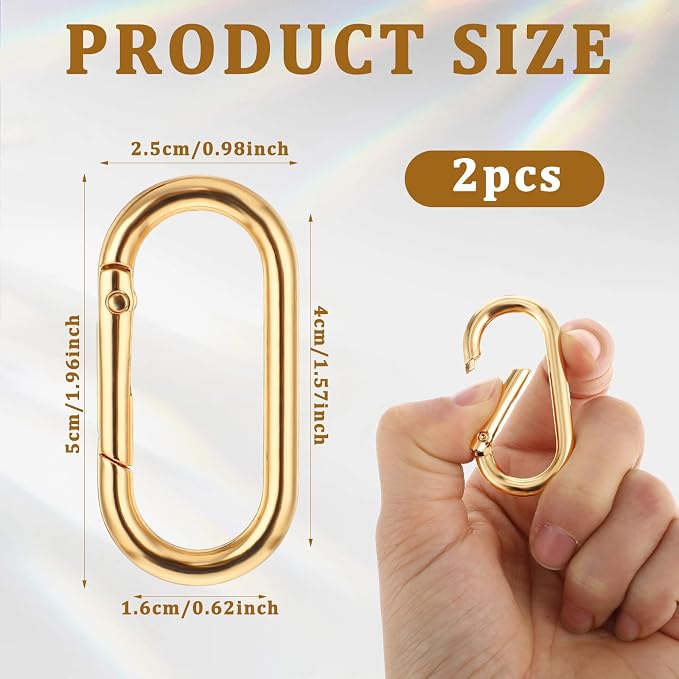 JJUNW 2Pcs Gold Carabiner, Metal Keychain Clip - Image 5