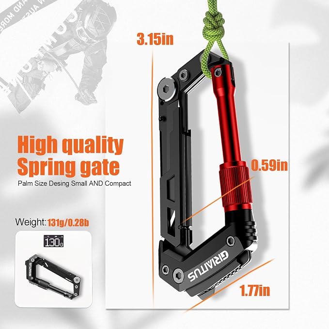 Carabiner Multitool with Pocket Knives, EDC Carabiners, Serrated Knife - Image 3