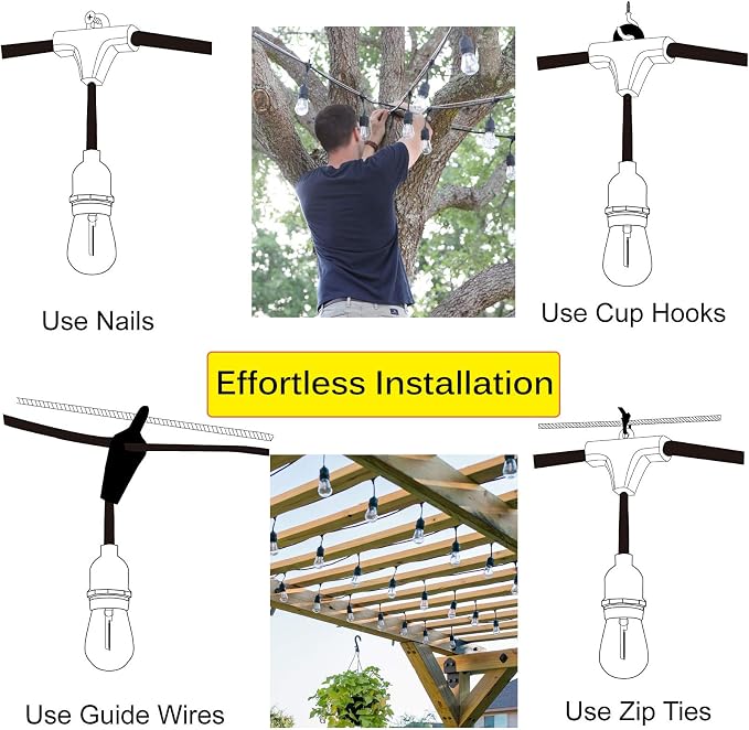 Outdoor String Light 48FT LED Heavy-Duty Patio Lights String Linkable - Image 7