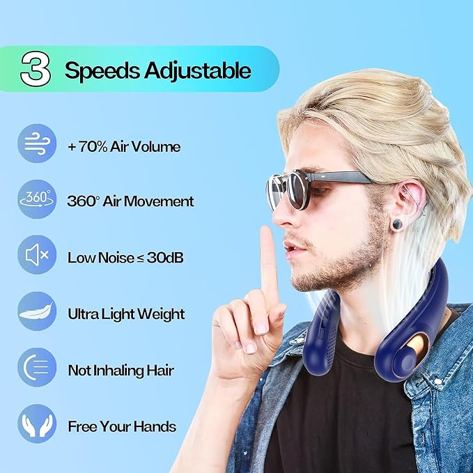 KIDEE Portable Neck Fan, Personal Bladeless Rechargeable, Upgraded 4000mAh - Image 2