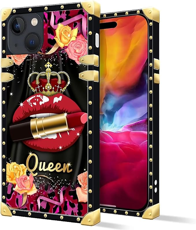 Compatible with iPhone 15 Case, Queen Lip Crown Leopard Print Luxury Golden - Image 2