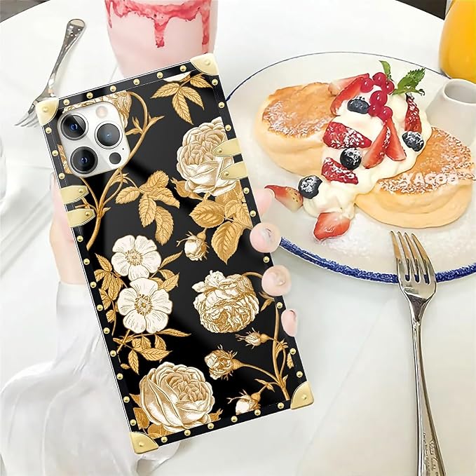 Compatible with iPhone 12 12 Pro Case, Blooming Rose Golden Flower Luxury - Image 5