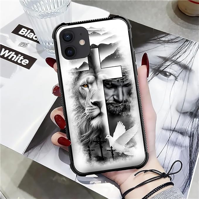 for iPhone 11 Case, Lion Cross Jesus Christ Dove Pattern Graphic Design Girl - Image 7
