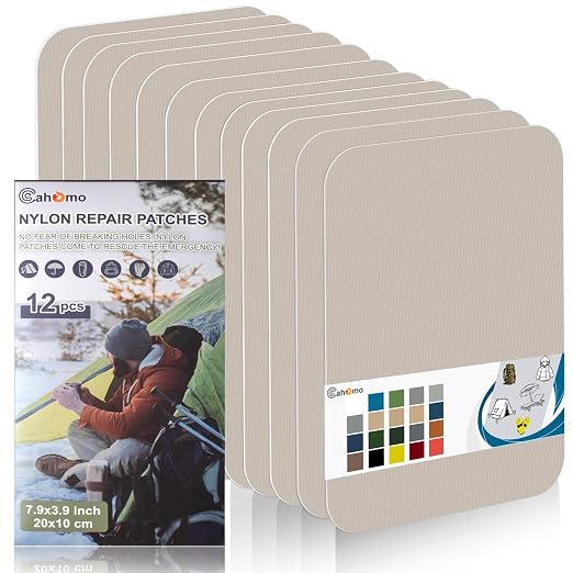 Cahomo 7.9x3.9 inch 12 PCS Nylon Repair Patch Nylon Repair Tape Self Adhesive by Cahomo