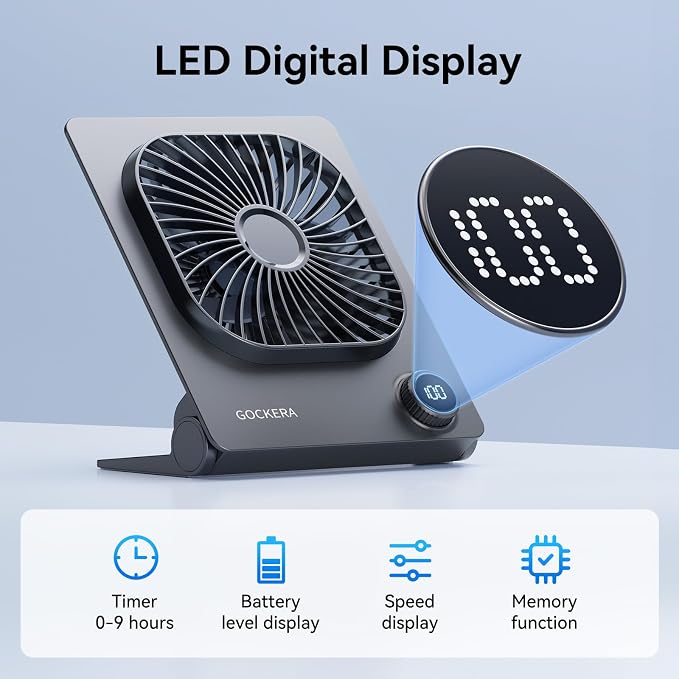 GOCKERA Desk Fan, 6.61''Ultra-thin 5000mAh Battery Powered Fan - Image 5