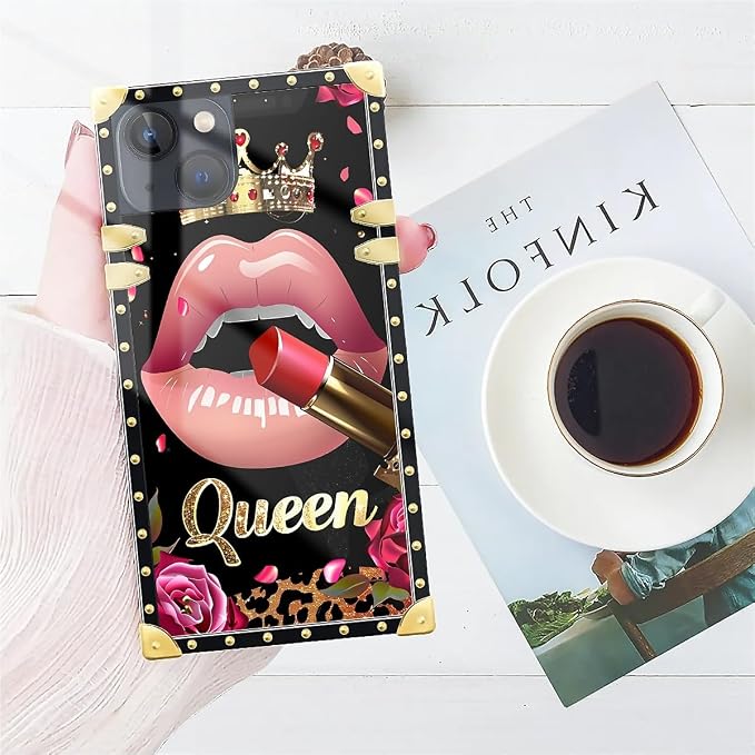 Compatible with iPhone 14 Case, Glitter Red Rose Queen Leopard Lipstick Luxury - Image 7