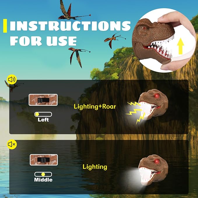 Dysaim Dinosaur Headlamp for Kids Head Lamp Outdoor Camping Essentials Gear - Image 9