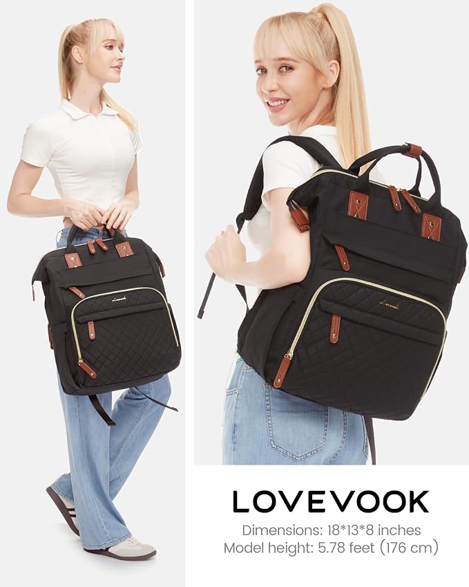 LOVEVOOK Laptop Backpack for Women, 15.6 inch Waterproof Nurse Bag Teacher Work - Image 2