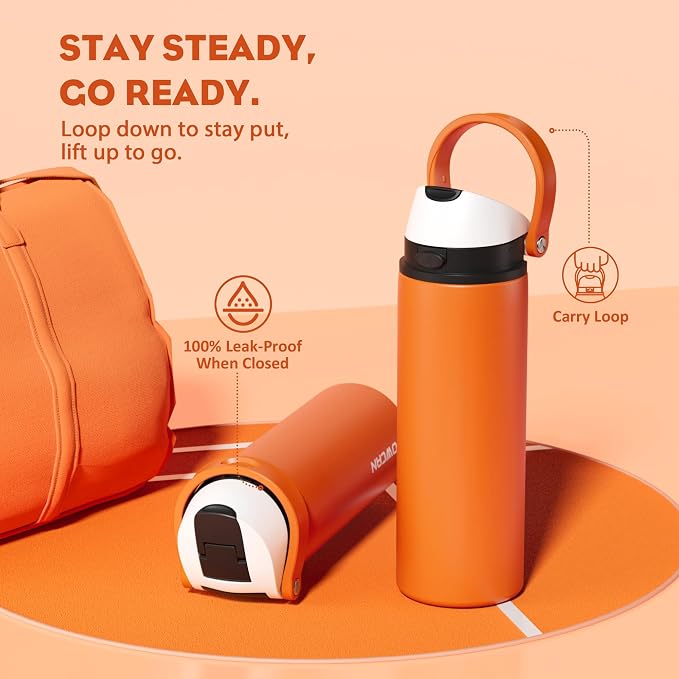 POWCAN 24 oz Steel Insulated Water Bottle: 2-in-1 Push-Button Spout & - Image 4