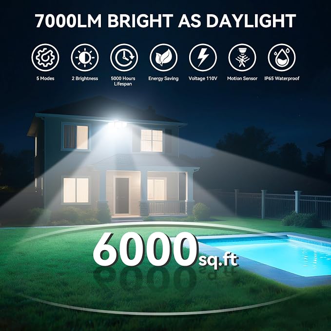LED Security Lights Motion Sensor Outdoor Lights, 6500K Daylight, IP65 - Image 3