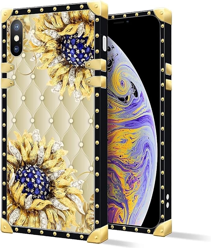 Compatible with iPhone XR Case, Sunflower Diamonds Leather Luxury Golden - Image 2