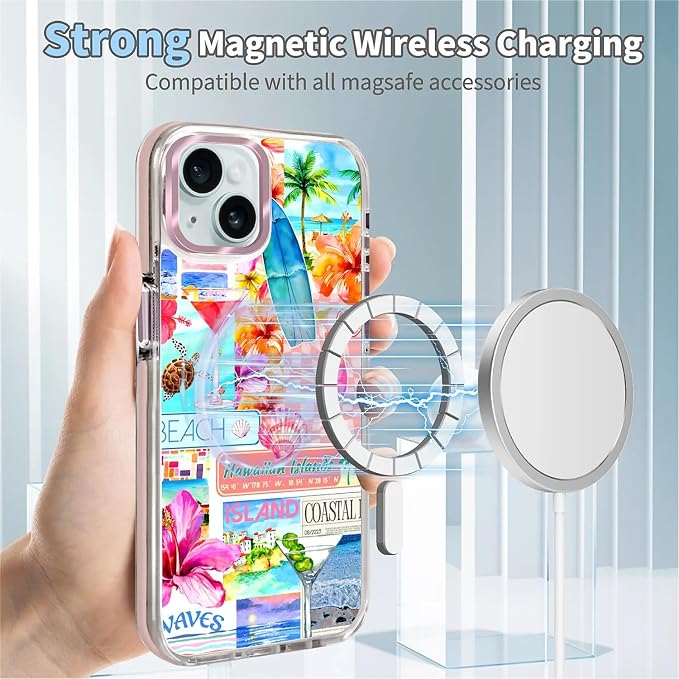 Case for iPhone 13/14, Coastal Beach Cover Coquette Collage Phone Case - Image 4