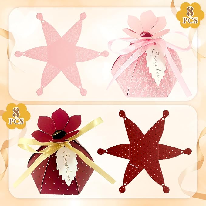 48Pcs Party Favor Candy Box, Petal Shaped Gift Candy Box - Image 5