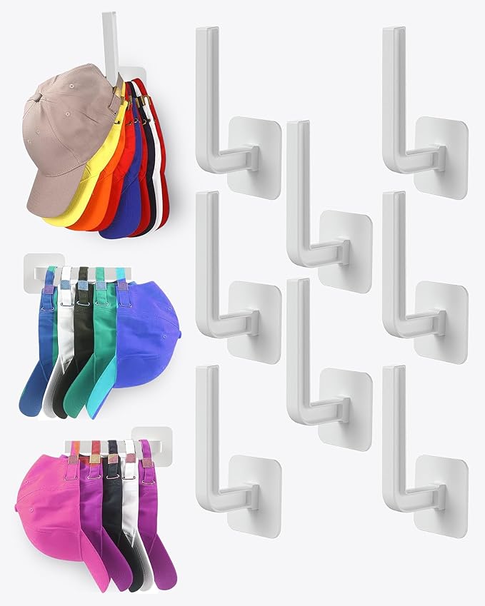Hat Rack for Hat Storage, Strong Adhesive Hat Hooks for Wall Hat Organizer for by Sunfanie