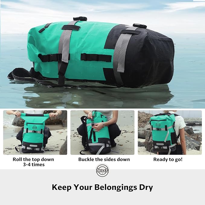 STOVER 5/10/25/30/40/55L Waterproof Dry Bag- Roll-Top Backpack w/Phone Case- - Image 4