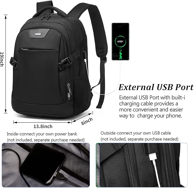 DUSLANG Anti-Theft Laptop Backpack, 15.6-14-13 Inch Laptop Sleeve, USB Charging - Image 2
