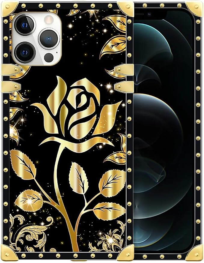 Compatible with iPhone 12 Pro Max Case, Shine Gold Rose Luxury Golden Decoration by Unknown