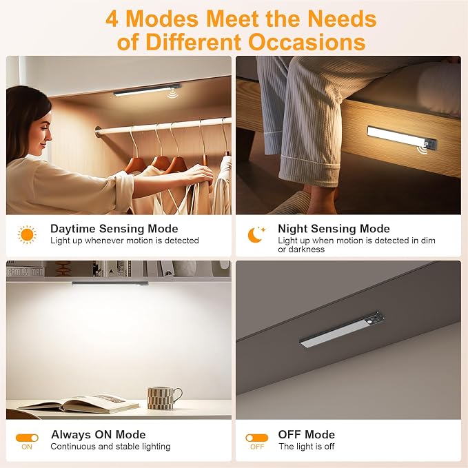 Gritin 10.2inch Under Cabinet Lighting Rechargeable 2 Pack- 3 Color Temps&5 - Image 6