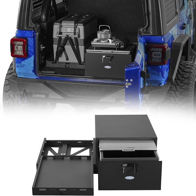 Hooke Road JK/JL/Bronco Trunk Sliding Drawer System & Fridge Slide Mount by HookeRoad