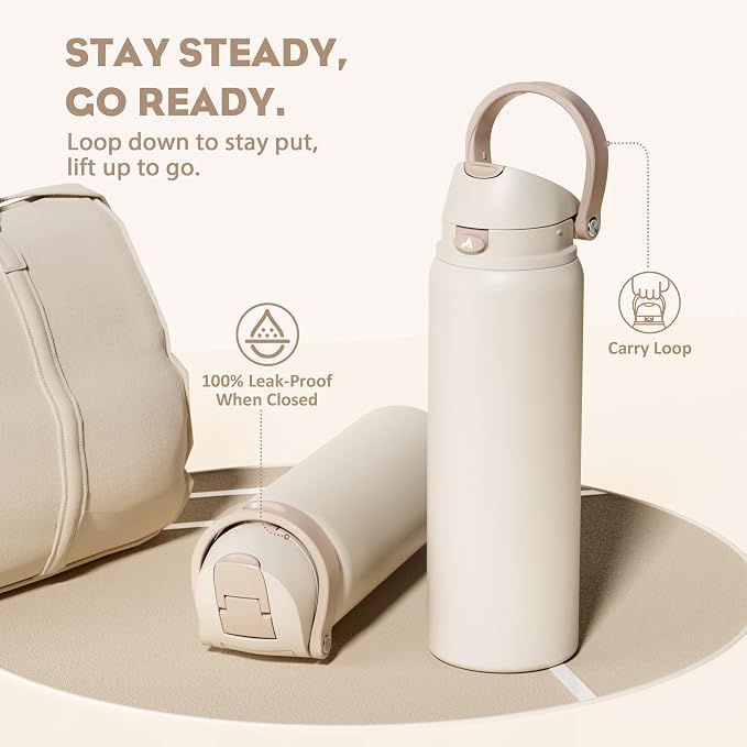 POWCAN 32 oz Insulated Water Bottle, 2-in-1 Push-Button Spout & Quick-Flip - Image 4