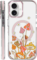 Case for iPhone 16, Retro Mushroom Sunflower Phone Case Design，for Women Girls by Toulas