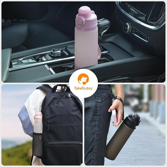 TakeToday Collapsible Water Bottles 21oz, Foldable Platinum Silicone Travel - Image 6