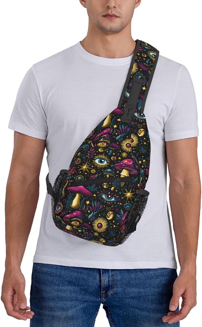 Psychadelic Trippy Art Sling Bag Crossbody Travel Hiking Chest Backpack - Image 7