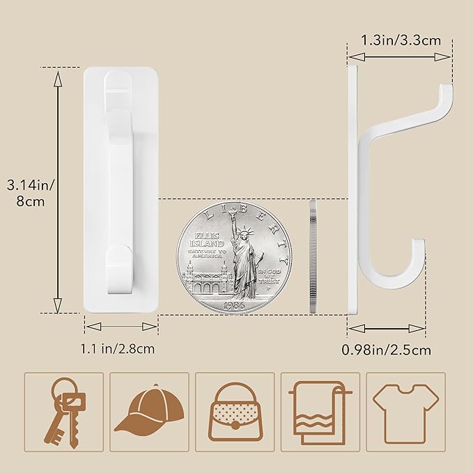 pickpiff Wall Hooks for Coat and Towel: 13LB Strong Adhesive Door Hanger Stick - Image 4
