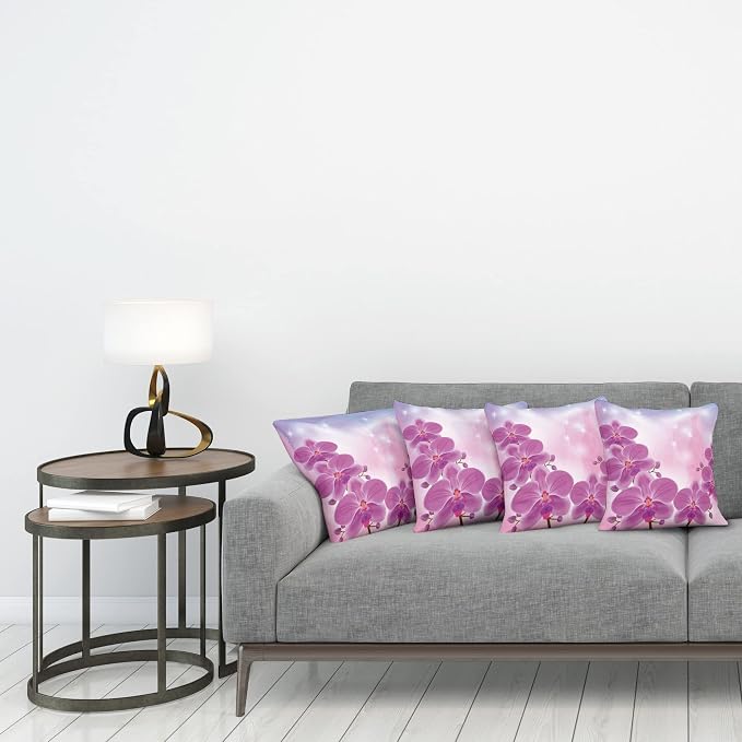 Ambesonne Floral Throw Pillow Cushion Case Pack of 4, Exotic Orchid Flowers - Image 3