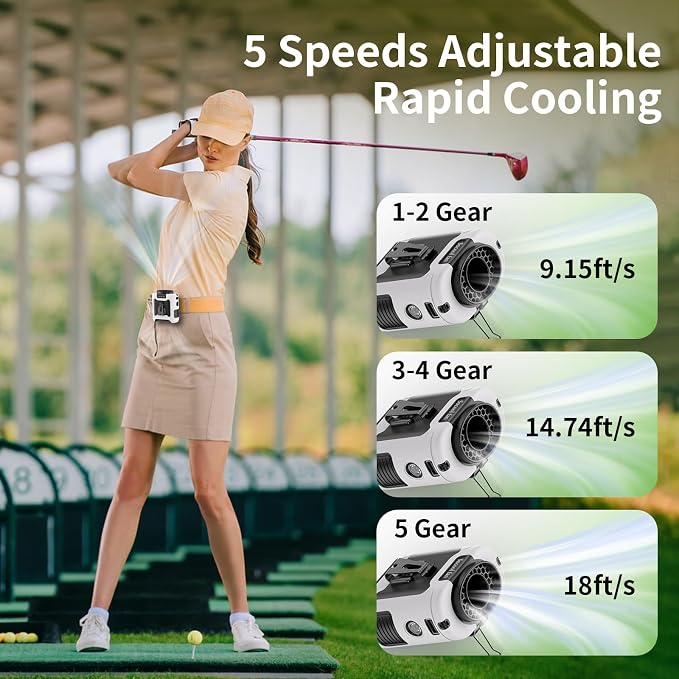 Socool 10000mAh Portable Waist Fan Clip on Wearable Belt Personal Fan - Image 2