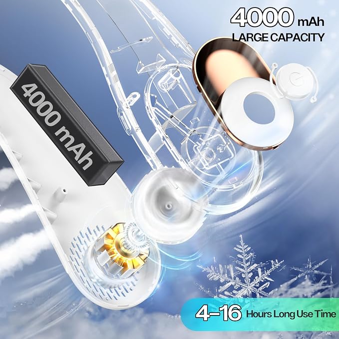 KIDEE Neck Fan, Portable Fan, Neck Fans Rechargeable, Upgraded LED Display - Image 4